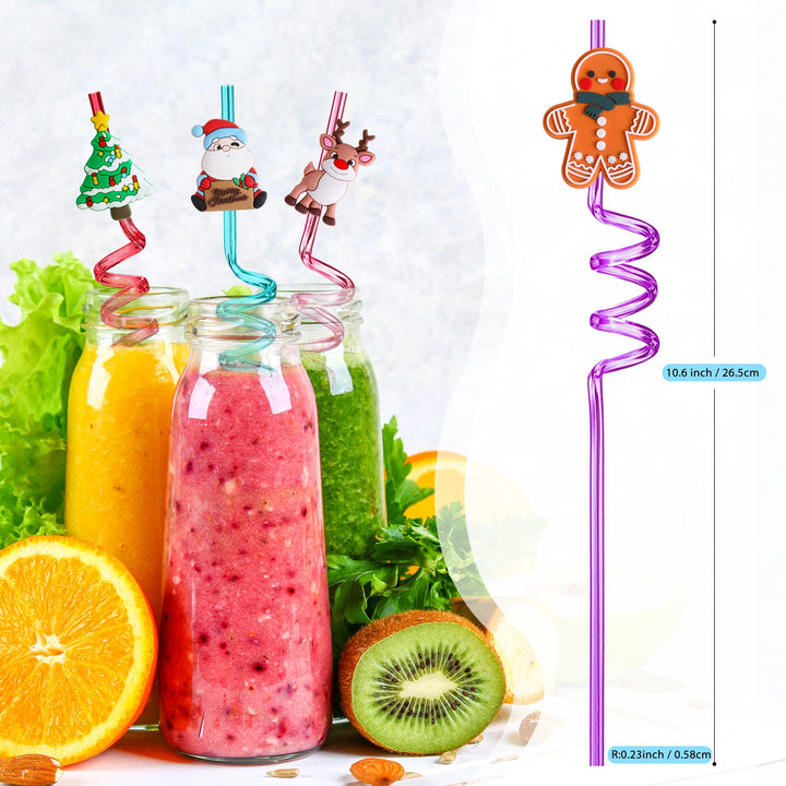 Canudos De Natal Reutilizáveis Com Escovas 24 16 8 Festas
