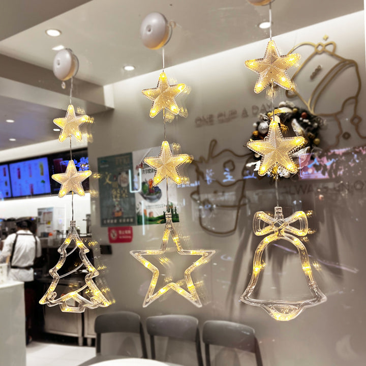 Christmas 3pcs LED Light Star Xmas Tree Hanging Sucker Lamp Window Ornaments Decoration For Home Xmas Navidad New Year Decor Christmas Decorations by 253444