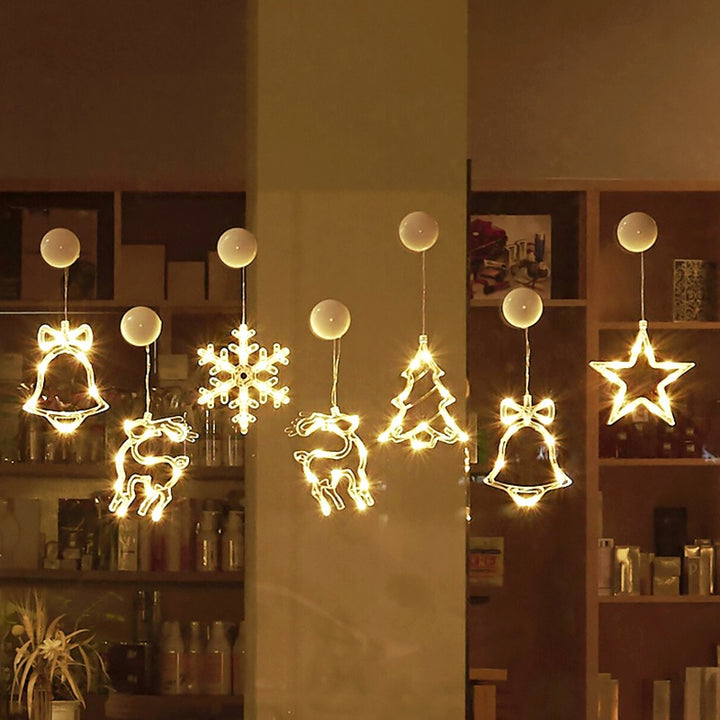 Star String Lights LED Christmas Curtain Lights Indoor Bedroom Home Party Decoration Snowman Christmas Tree Holiday Lights by 253444