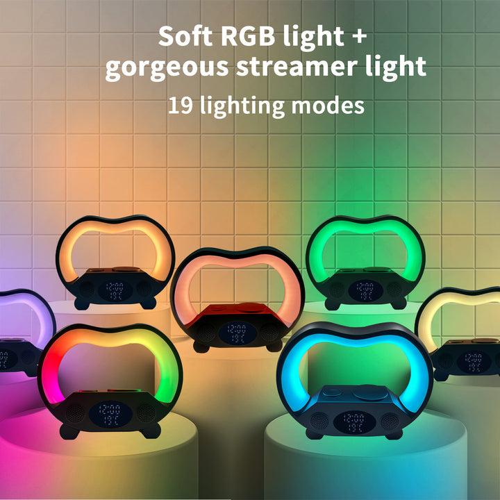 Luminária Inteligente 6 em 1 – Carregador Sem Fio + Bluetooth