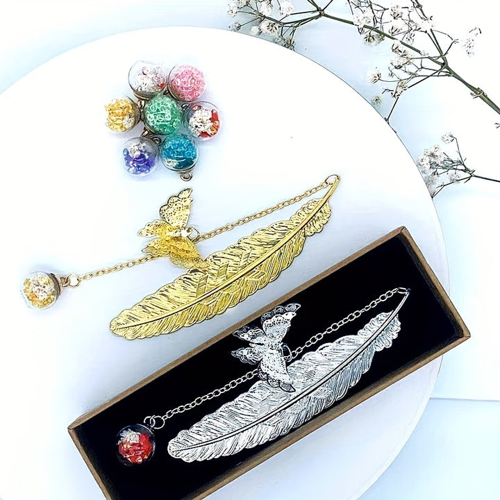 Marcador De Livro Chinês Em Cobre Penas Borboleta Leitores