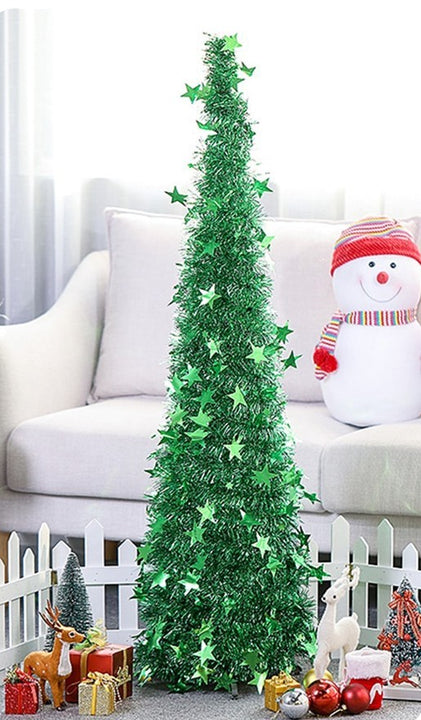 Artificial Tinsel Up Christmas Tree With Stand Gorgeous Collapsible Artificial Christmas Tree For Christmas Decorations by 253444