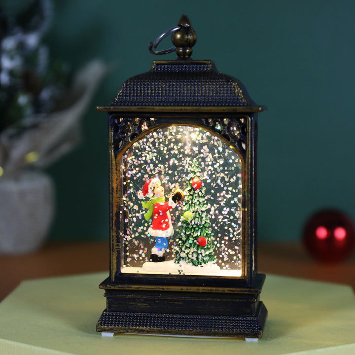 Christmas Decoration Luminous Water Injection Flat Storm Lantern Desktop Decoration by 253444