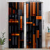 Cortinas Abstratas Geométricas Preto Laranja Branco