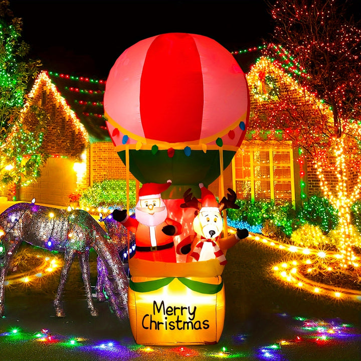 Inflável de Jardim 9ft Natal com Santa e Rena Iluminado