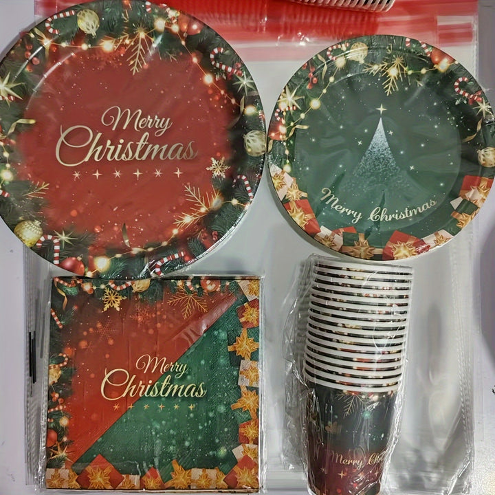 Festa Natal 80 Peças Pratos Guardanapos Copos Famílias