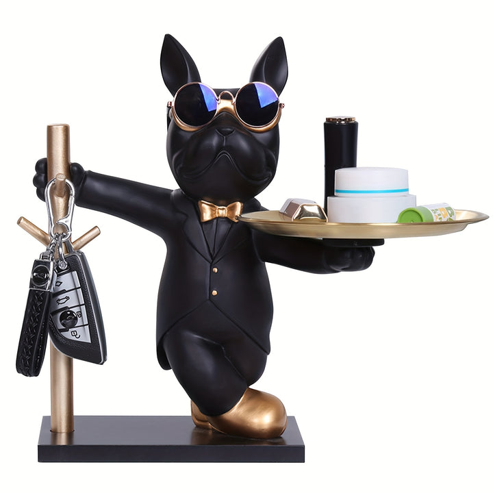 Bandeja De Resina Bulldog Porta Chaves Estatueta Decoracao