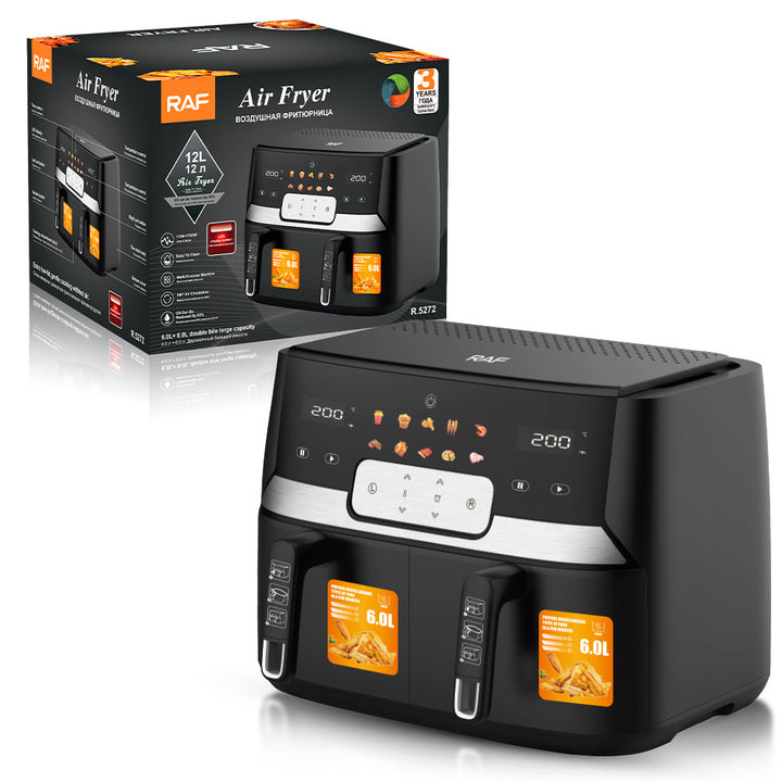 Fritadeira Airfryer com Duplo Revestimento Europeu – Grande Capacidade e Cozimento Saudável