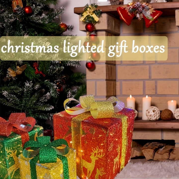 Conjunto 3 Caixas de Presente Luminosas de Natal para Casa by Casa Perfeita