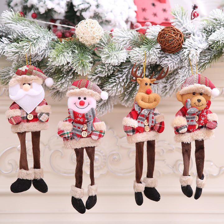 Christmas Tree Ornaments Doll Plaid Cloth Pendant by 253444