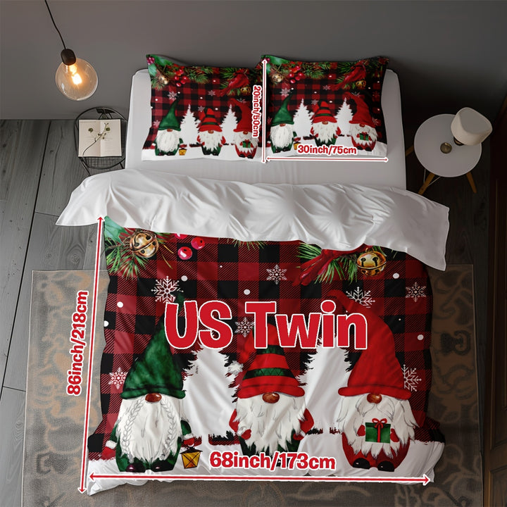 Conjunto Cama Natal Três Peças Capa Edredão Impressão