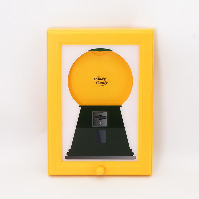 Dispensador de Doces Moldura de Foto Quadrada Amarela em Plastico 30x21cm Ideal para Decoracao de Mesa