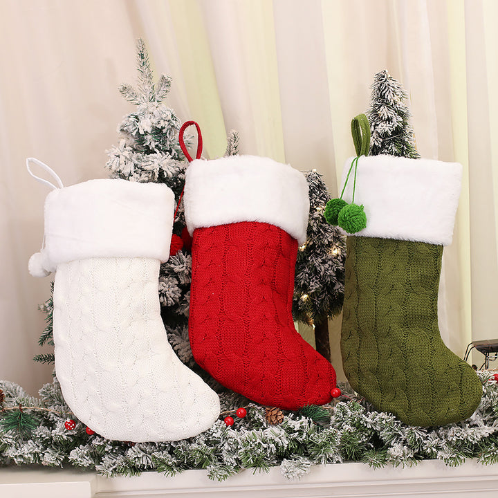 New Christmas Ornaments Knitted Striped Wool Socks by 253444