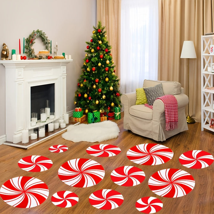 Adesivos Vermelhos De Doce Natal Decoração Festiva Casa 12