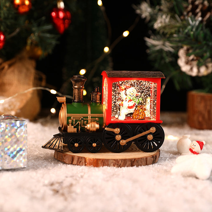 New Christmas Decoration Santa Claus Water Injection Brush Gold Train Decoration Small Night Lamp Christmas Gift by 253444