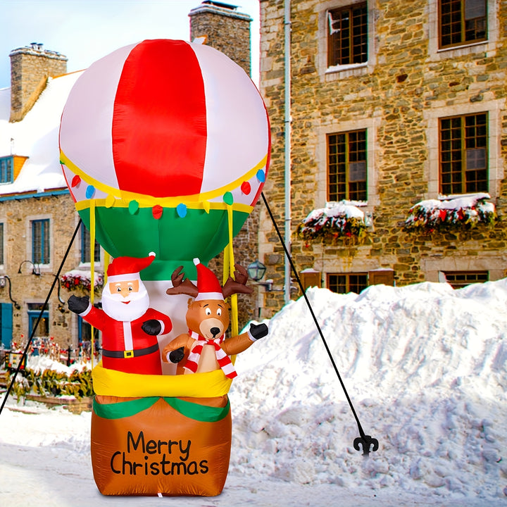 Inflável de Jardim 9ft Natal com Santa e Rena Iluminado
