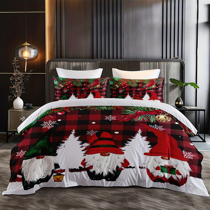 Conjunto Cama Natal Três Peças Capa Edredão Impressão