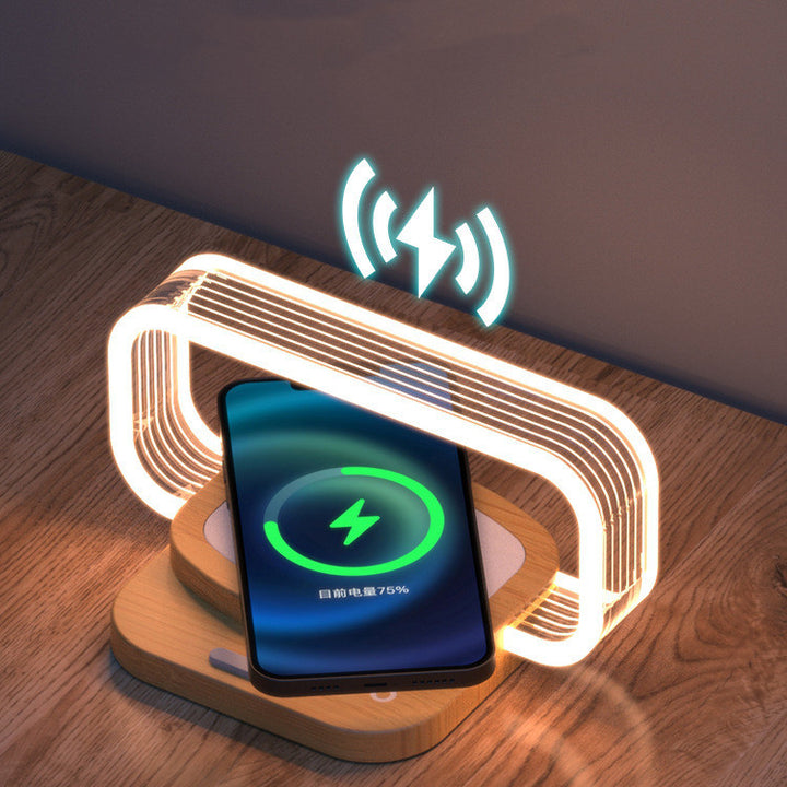 Wooden Mobile Phone Wireless Charger Small Night Lamp by 253444