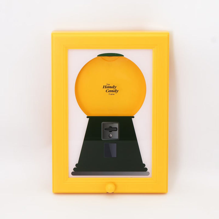 Dispensador de Doces Moldura de Foto Quadrada Amarela em Plastico 30x21cm Ideal para Decoracao de Mesa