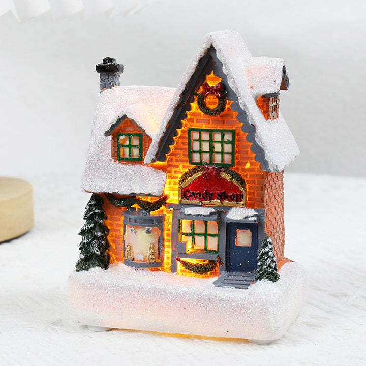 Christmas Decorations Resin Small House Luminous Ornaments by 253444
