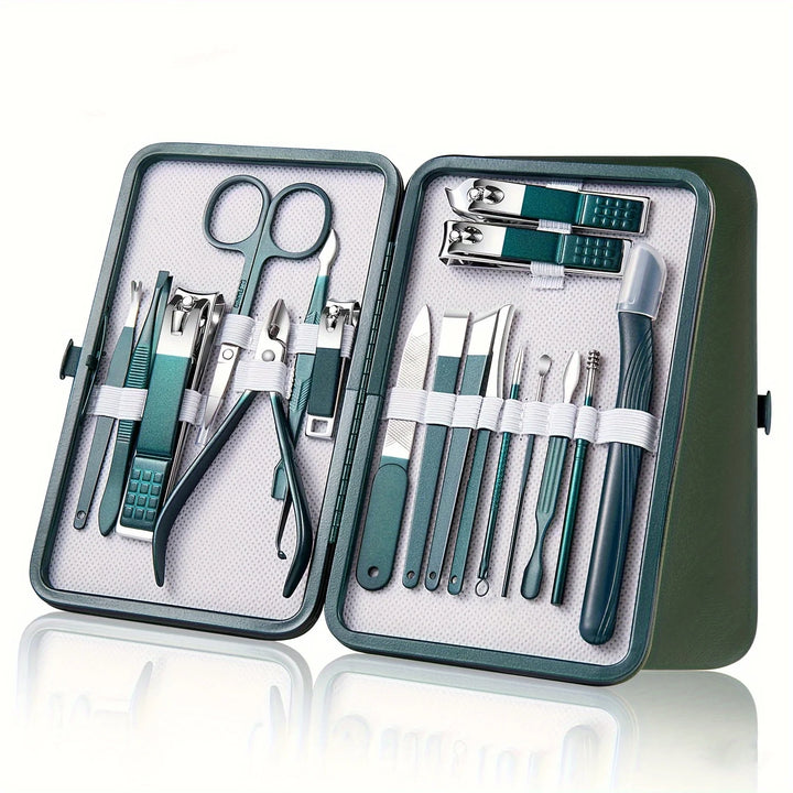 Kit Profissional de Cuidados com as Unhas – 7/10/12/18 Peças em Aço Inoxidável com Estojo de Viagem