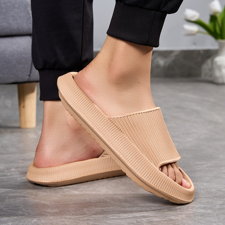 Women's Solid Color Flat Slides, Slip On Soft-sole Minimalist Shoes, Comfy & Casual Summer Light Shoes by Casa Perfeita