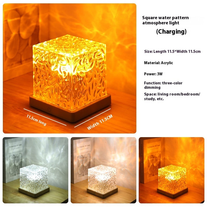 LED Water Ripple Ambient Night Light USB Rotating Projection Crystal Table Lamp RGB Dimmable Home Decoration 16 Color Gifts by 253444