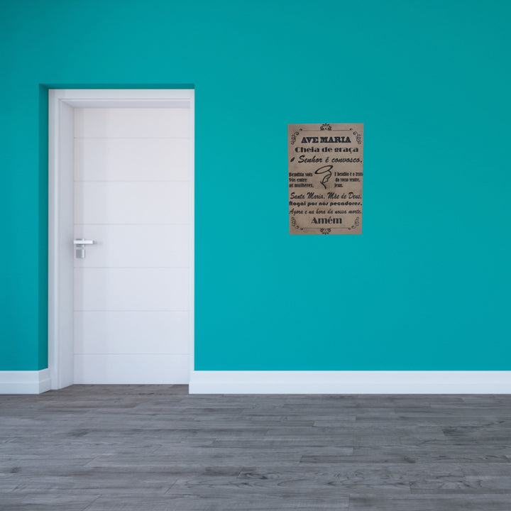 Quadro Oração Ave Maria Gravada a Laser MDF 3mm A4 Casa Perfetta