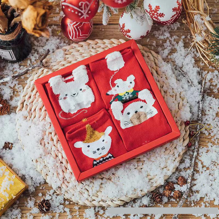 New Year And Christmas Present In Tube Animal Socks by 253444