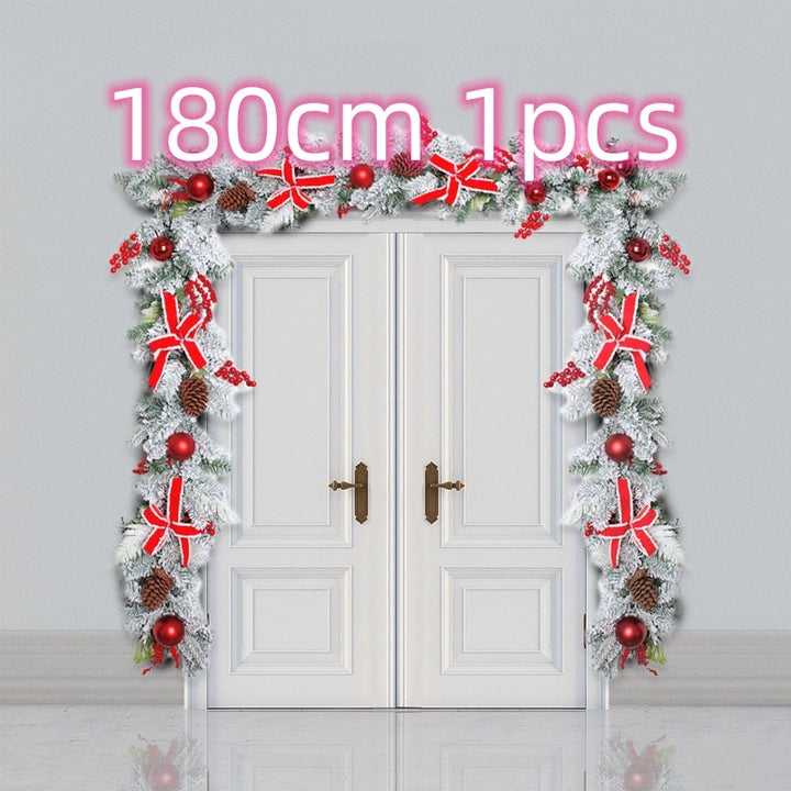 New Flocking Wreath Outdoor Decoration Door Hanging Christmas Wreath Rattan by 253444