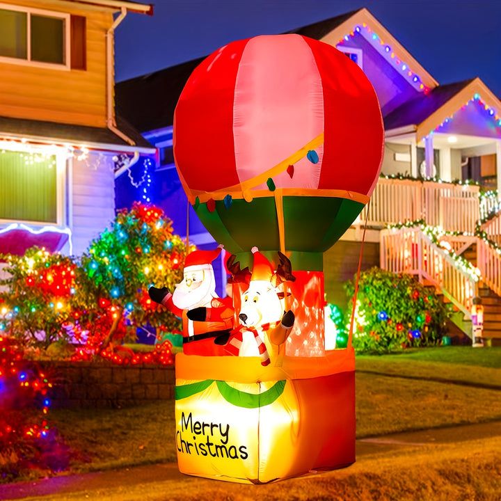 Inflável de Jardim 9ft Natal com Santa e Rena Iluminado