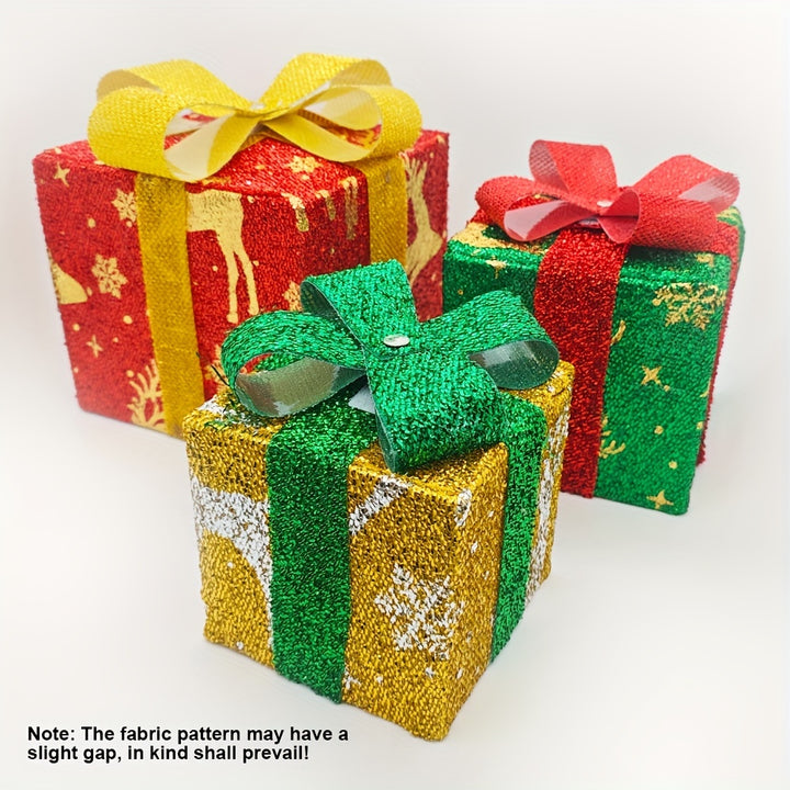 Conjunto 3 Caixas de Presente Luminosas de Natal para Casa by Casa Perfeita