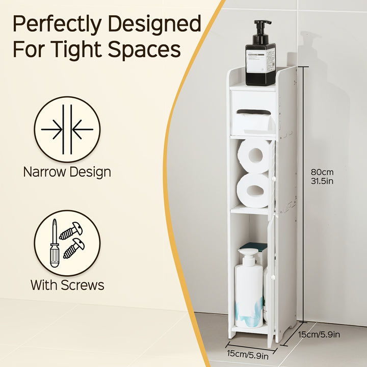 Armário Organizador Slim em PVC para Banheiro Pequeno