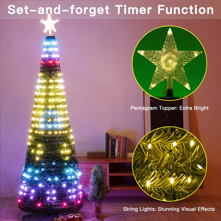 Luz De Árvore De Natal LED 400 Ritmo Musical 6 A 7Ft Festa by Casa Perfeita