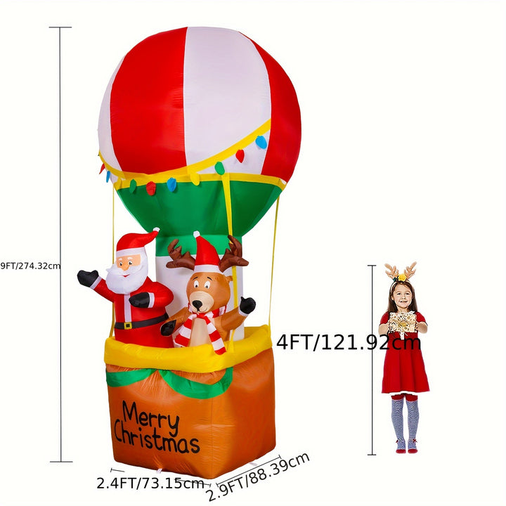 Inflável de Jardim 9ft Natal com Santa e Rena Iluminado