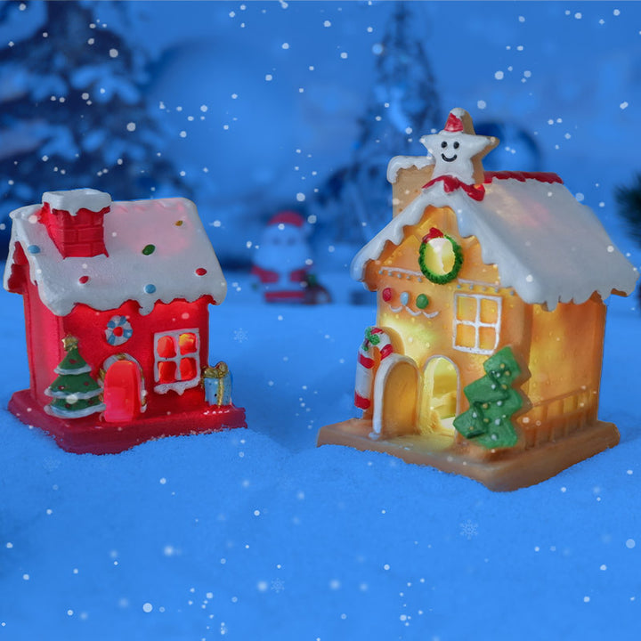 Desktop Christmas House Luminous Resin Decorations by 253444