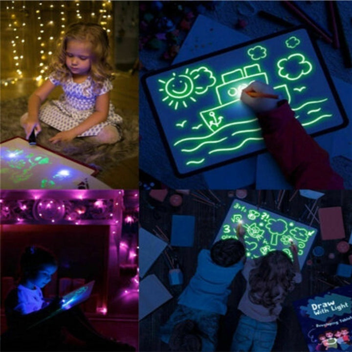 Quadro Mágico Luminoso 3D: Desenhe com Luz e Sem Bagunça! Brinquedo Educativo