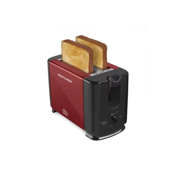 Torradeira Vermelha Multilaser 2 Fatias Prática para Café da Manhã Casa Perfetta