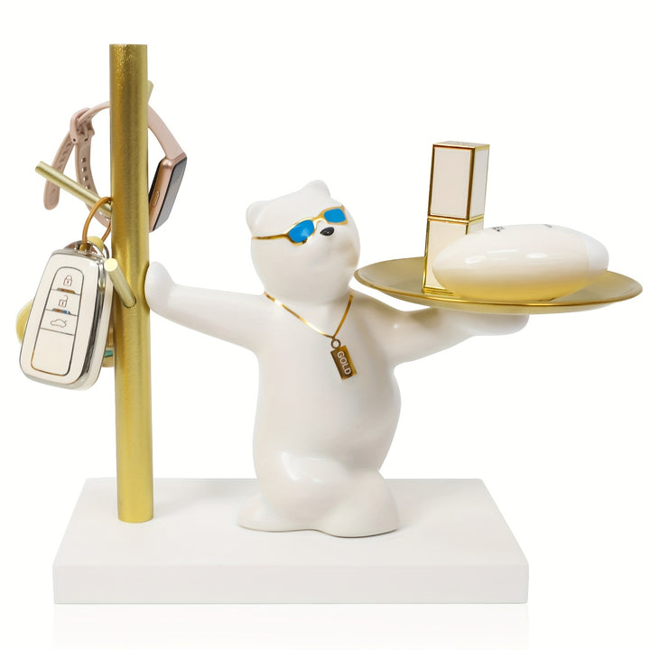 Bandeja De Resina Bulldog Porta Chaves Estatueta Decoracao