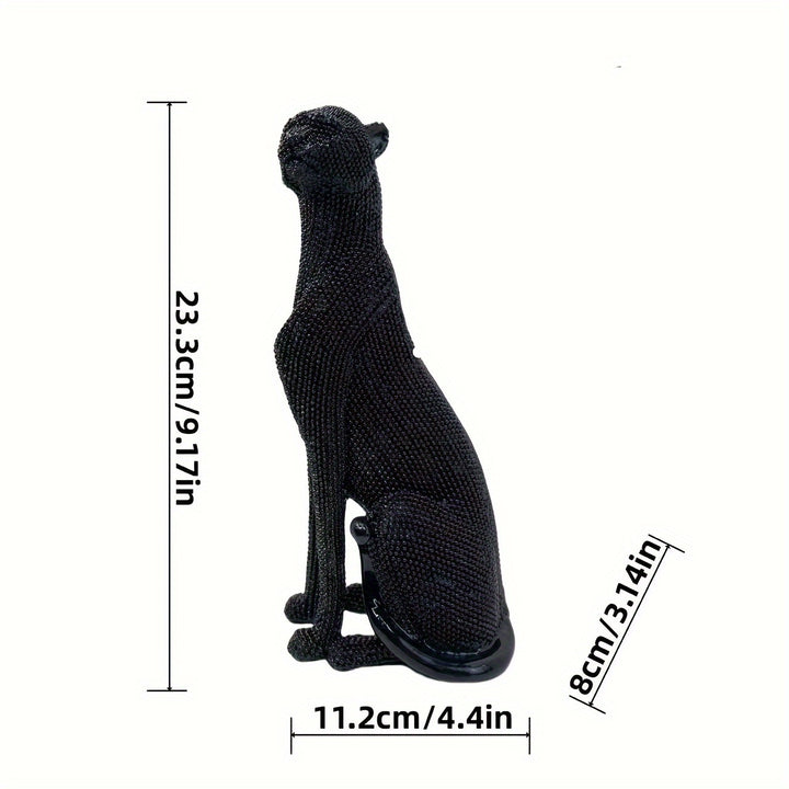 Glam Style Resin Cheetah Sculpture, 1PC Beaded Sitting Leopard Statue for Home Decor, Living Room, Study, Office Desk, Multipurpose Holiday Gift for Christmas, Thanksgiving, New Year - For Ages 14+ by Casa Perfeita