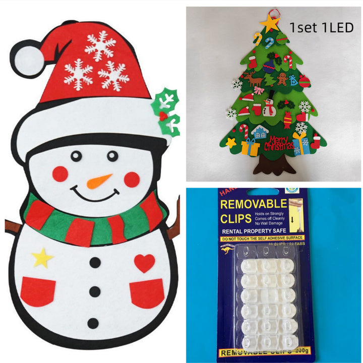 DIY Felt Christmas Tree New Year Toddler Kids Handmade Gift Toys Door Wall Hanging Ornaments Holiday Party Home Decor Set by 253444