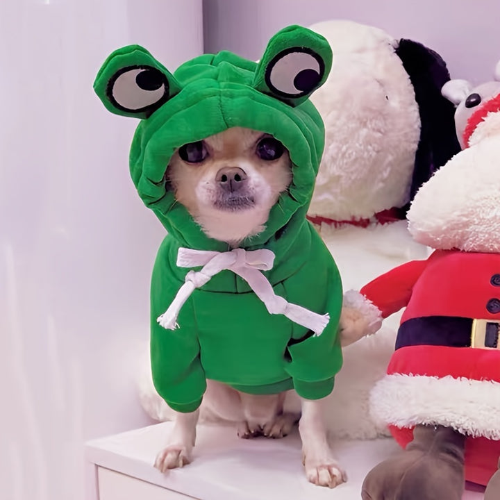 Cute Frog Pet Sweater For Small And Medium Dogs - Green Dog Hoodie With Fun Design Christmas Gift by Casa Perfeita