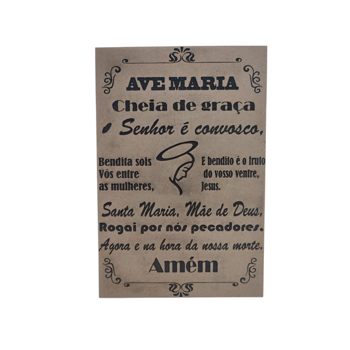 Quadro Oração Ave Maria Gravada a Laser MDF 3mm A4 Casa Perfetta