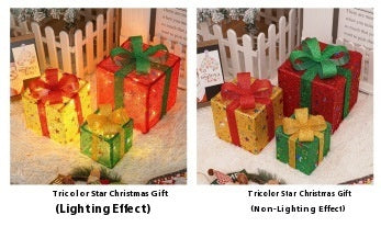 Led Christmas Gift Box Three-piece Set Lighting Chain Scene Layout Decorative Lights by 253444