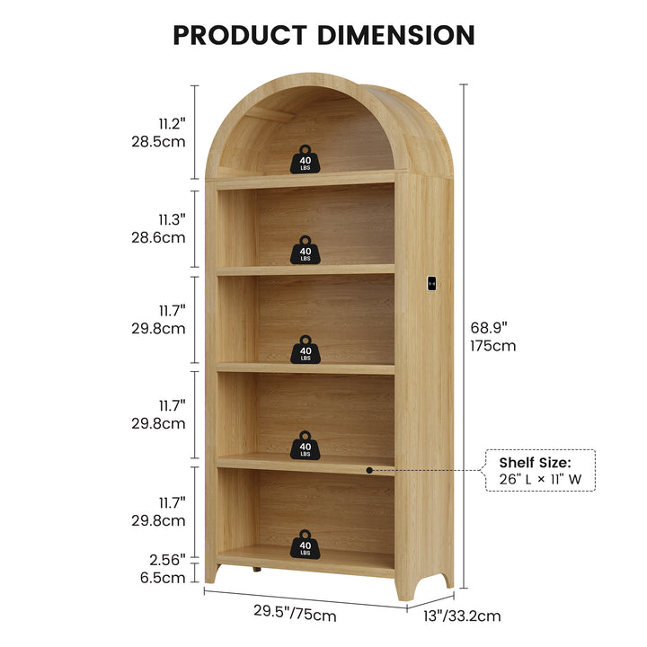 Estante Alta Arqueada Com 5 Prateleiras MDF Organização