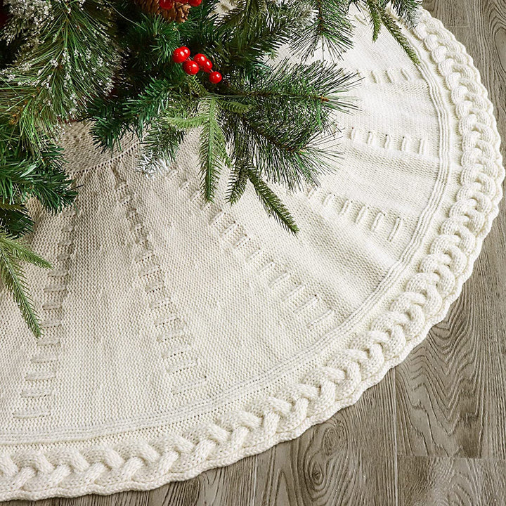 Christmas Knitted Tree Skirt Red Decorations by 253444