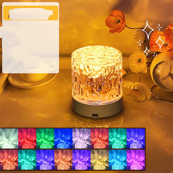 Crystal Lamp Water Ripple Projector Night Light Decoration Home Houses Bedroom Aesthetic Atmosphere Holiday Gift Sunset Lights Home Decor by 253444