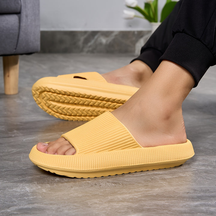 Women's Solid Color Flat Slides, Slip On Soft-sole Minimalist Shoes, Comfy & Casual Summer Light Shoes by Casa Perfeita