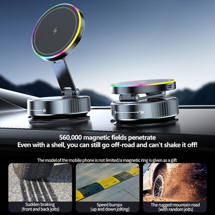 Carregador Sem Fios 15W Carro Ventosa 360 Magnética iPhone