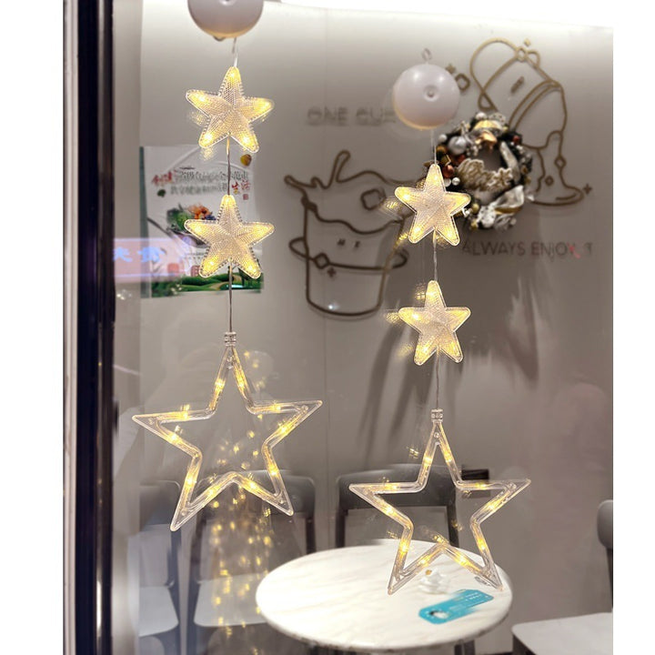 Christmas 3pcs LED Light Star Xmas Tree Hanging Sucker Lamp Window Ornaments Decoration For Home Xmas Navidad New Year Decor Christmas Decorations by 253444
